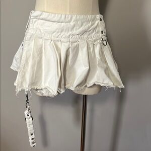 Dolls Kill x Darker Wavs Medium Echo White Pleated Mini Skirt
